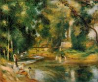 Renoir, Pierre Auguste - Essoyes Landscape, Washerwomen and Bathers